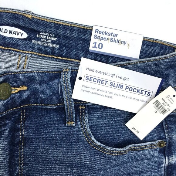NEW Old Navy Rockstar Super Skinny Jeans High Rise Stretch size 10 length 29" - Picture 3 of 8
